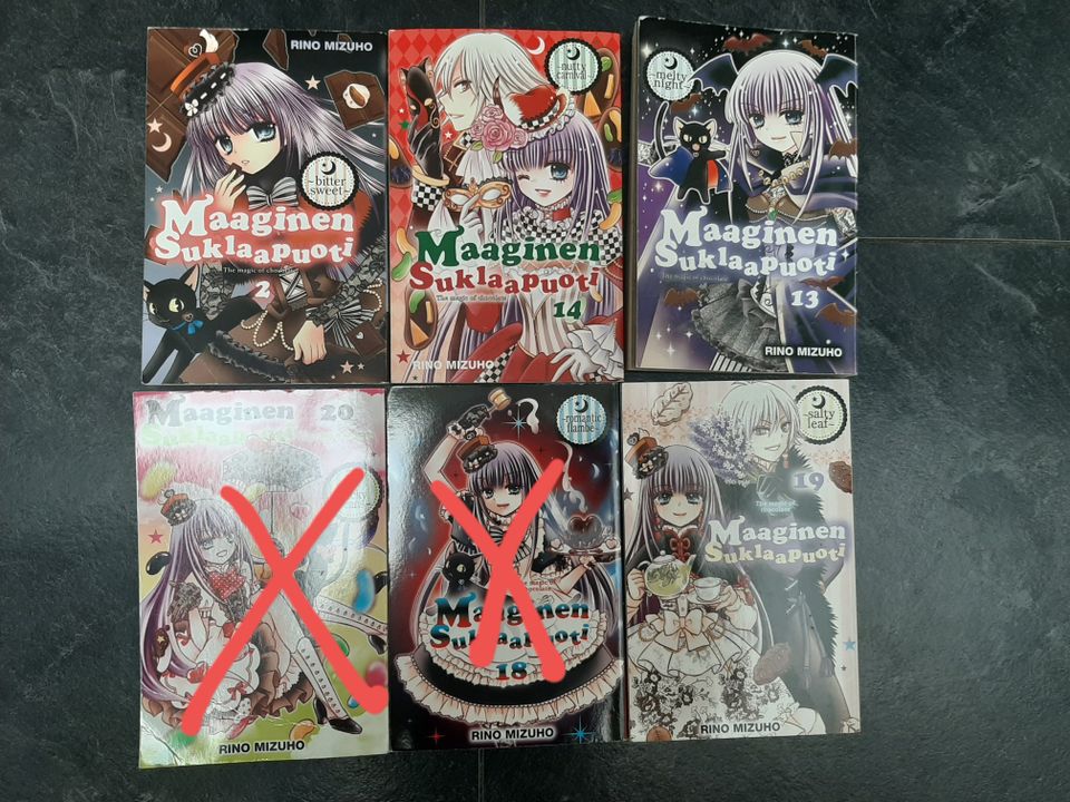 Maaginen suklaapuoti manga, 2, 13, 14 ja 19