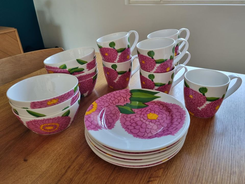 Vadelmanpunainen Iittala Marimekko Primavera -astiasto 20 os.