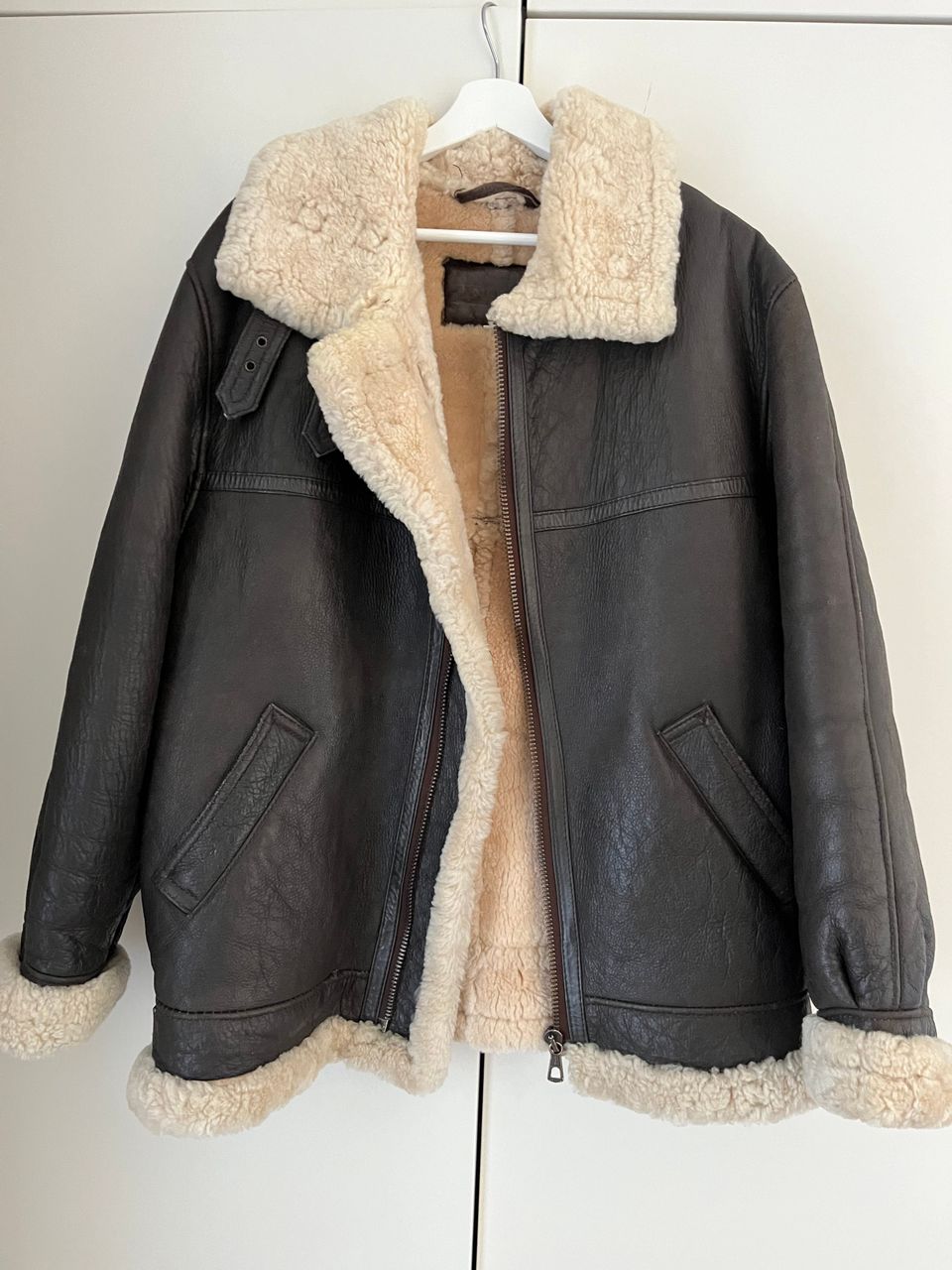 Shearling nahkatakki koko L