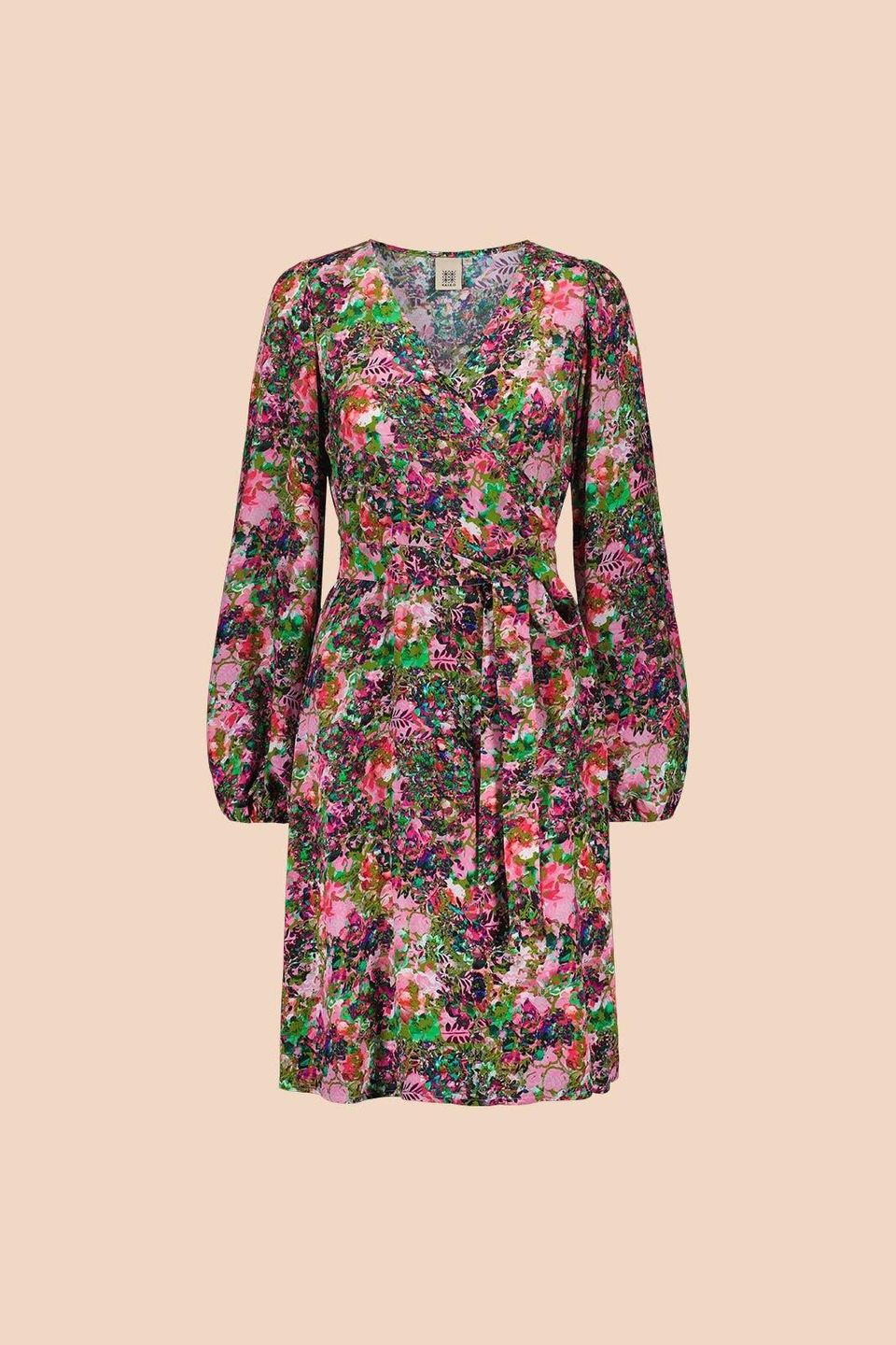 Wrap Mini Dress, Blooming Forest Bright
