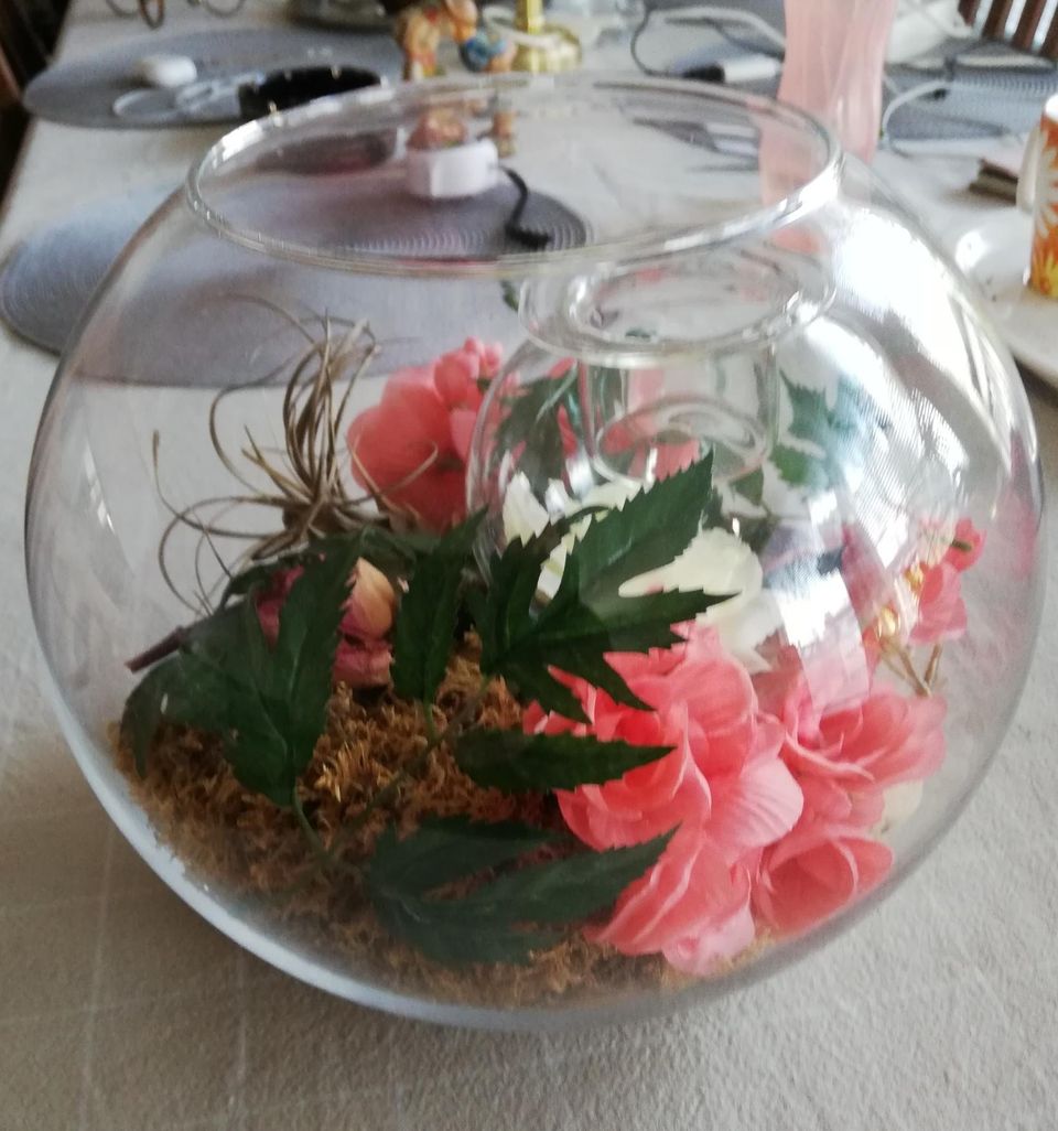 Kesän juhliin, 3-osainen lasinen kukkakoriste asetelma