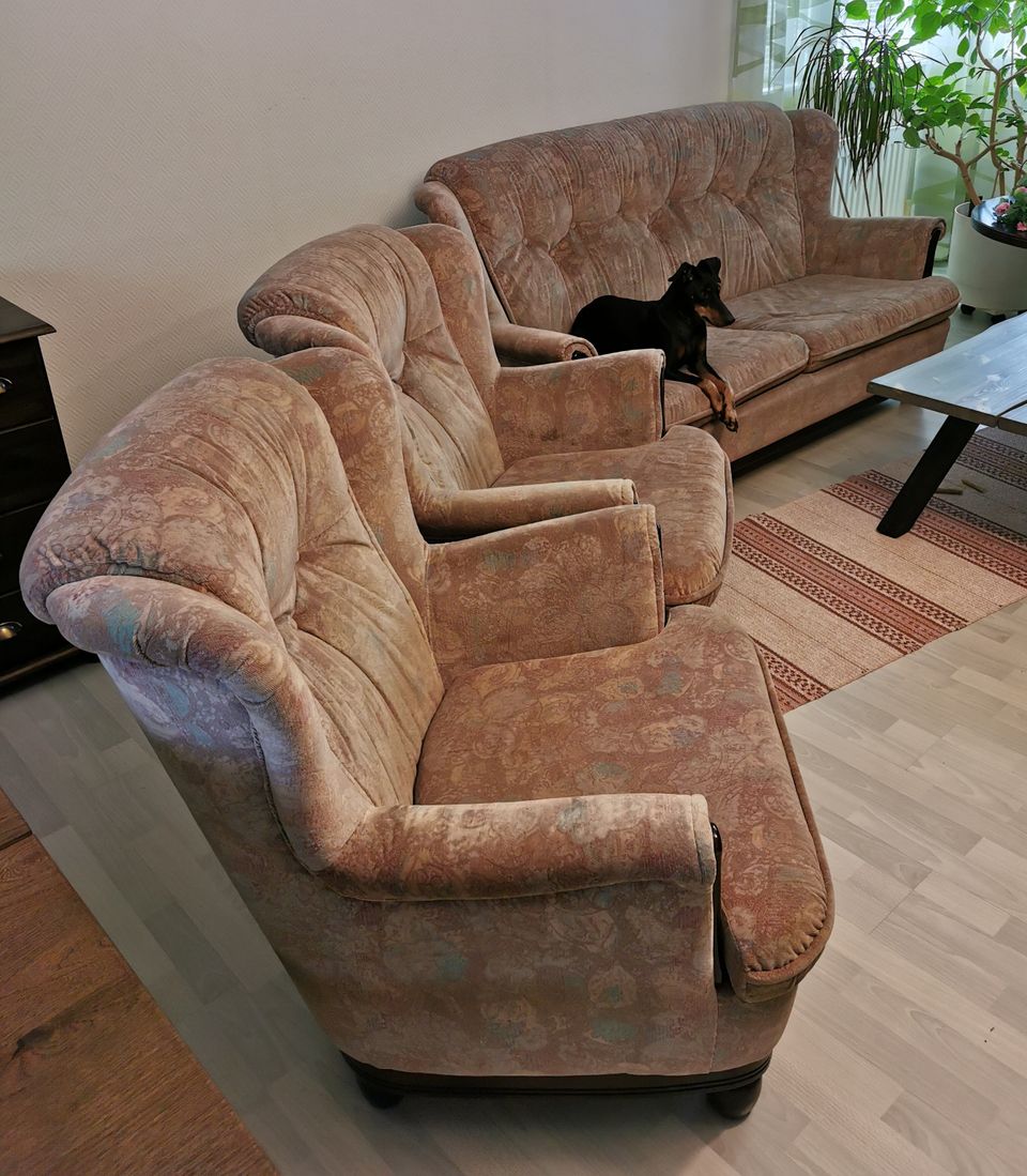Sohvakalusto - sohva+kaksi nojatuolia