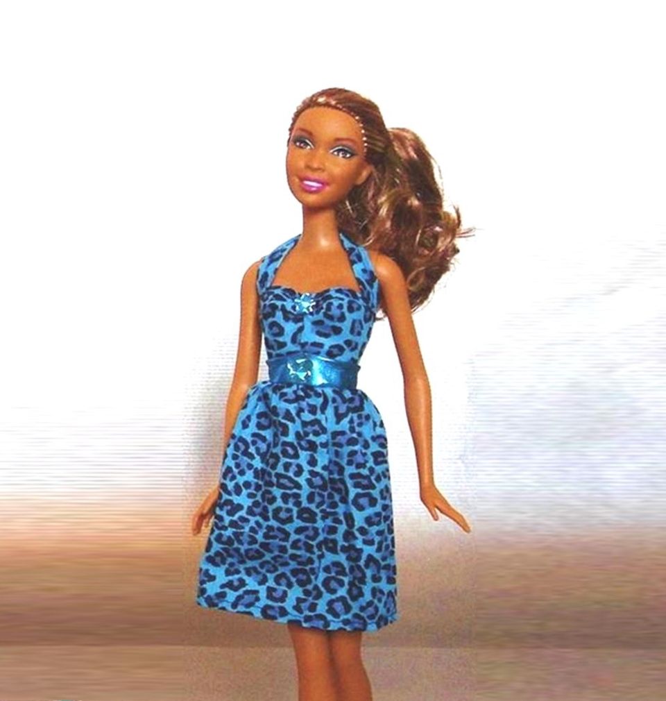 Barbielle mekko leopardikuvioinen sininen