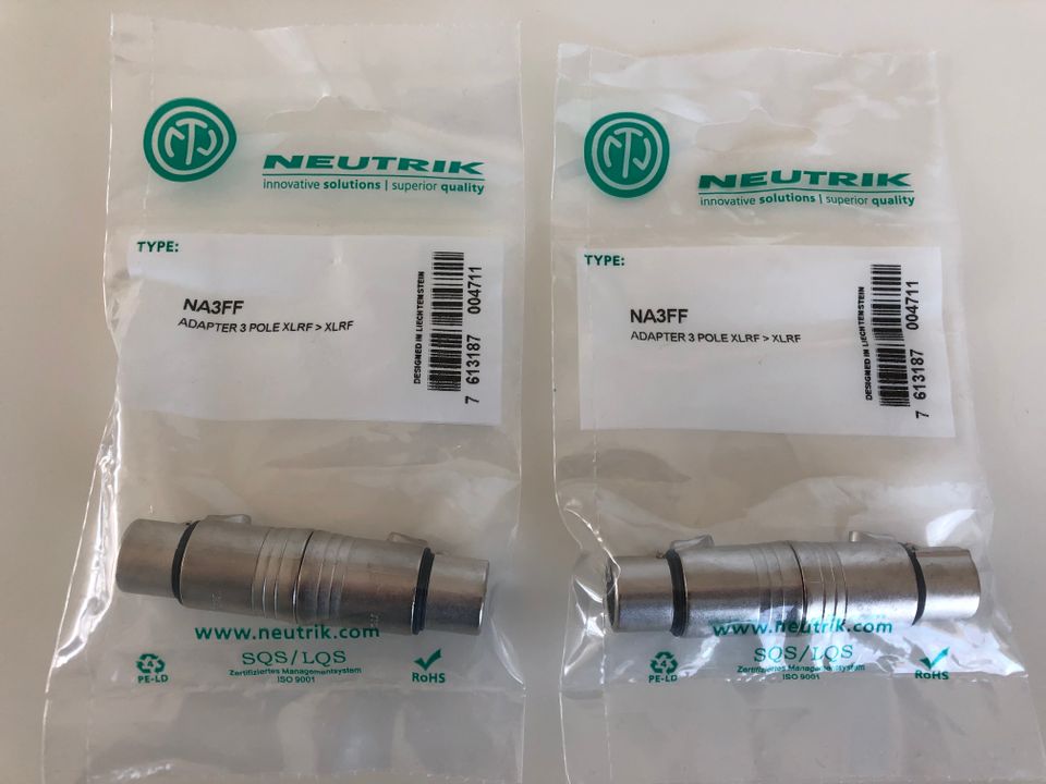 Neutrik XLR naaras - naaras -adapteri 2 kpl (5€/kpl)