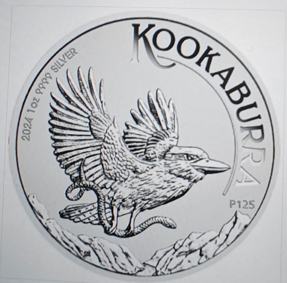 Hopeakolikko 1 oz $1 AUD Australian Silver Kookaburra Coin BU 2024