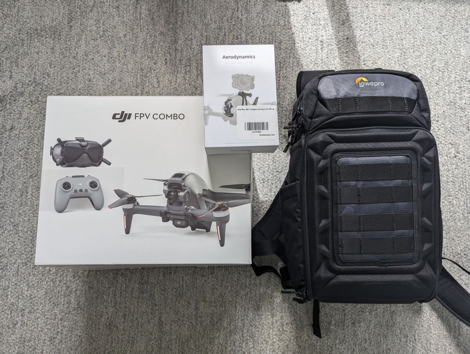 DJI FPV Drone Combo + 4 akkua + Aerodynamics kit + Lowepro droonireppu