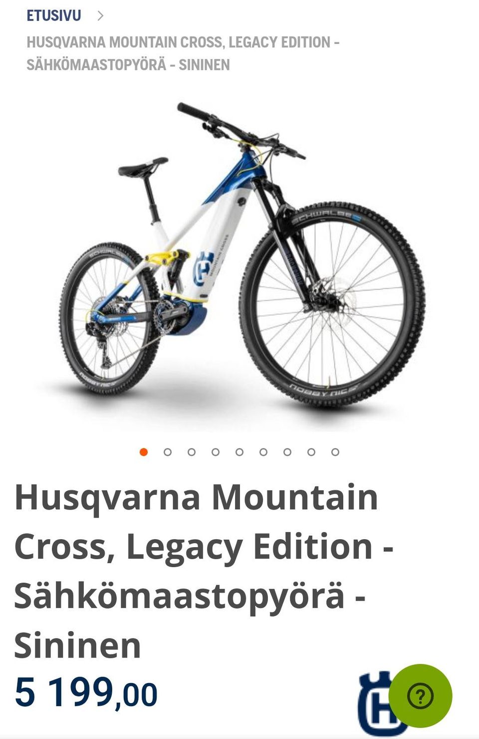 n.400km ajettu Husqvarna Mountain Cross, Legacy Edition Sähkömaastopyörä