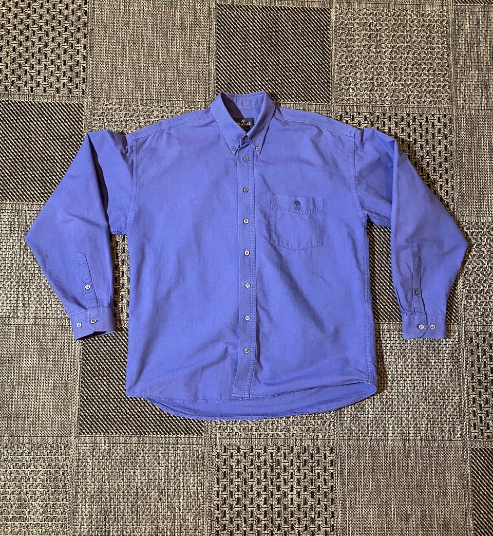 SAND mens L regular 100%cotton light OCBD/chambray button down shirt kauluspaita