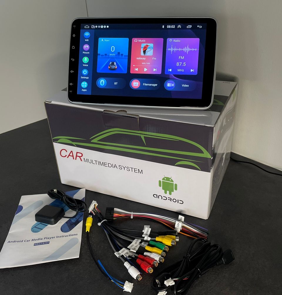 Android 13 CarPlay Autoradio, Multimediasoitin 10.1" {180° Näyttö} 1DIN