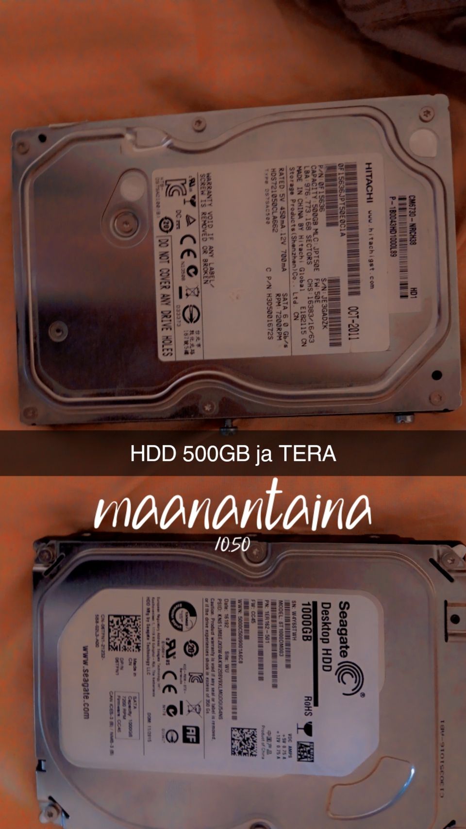 1TB ja 500MG HDD +muistit