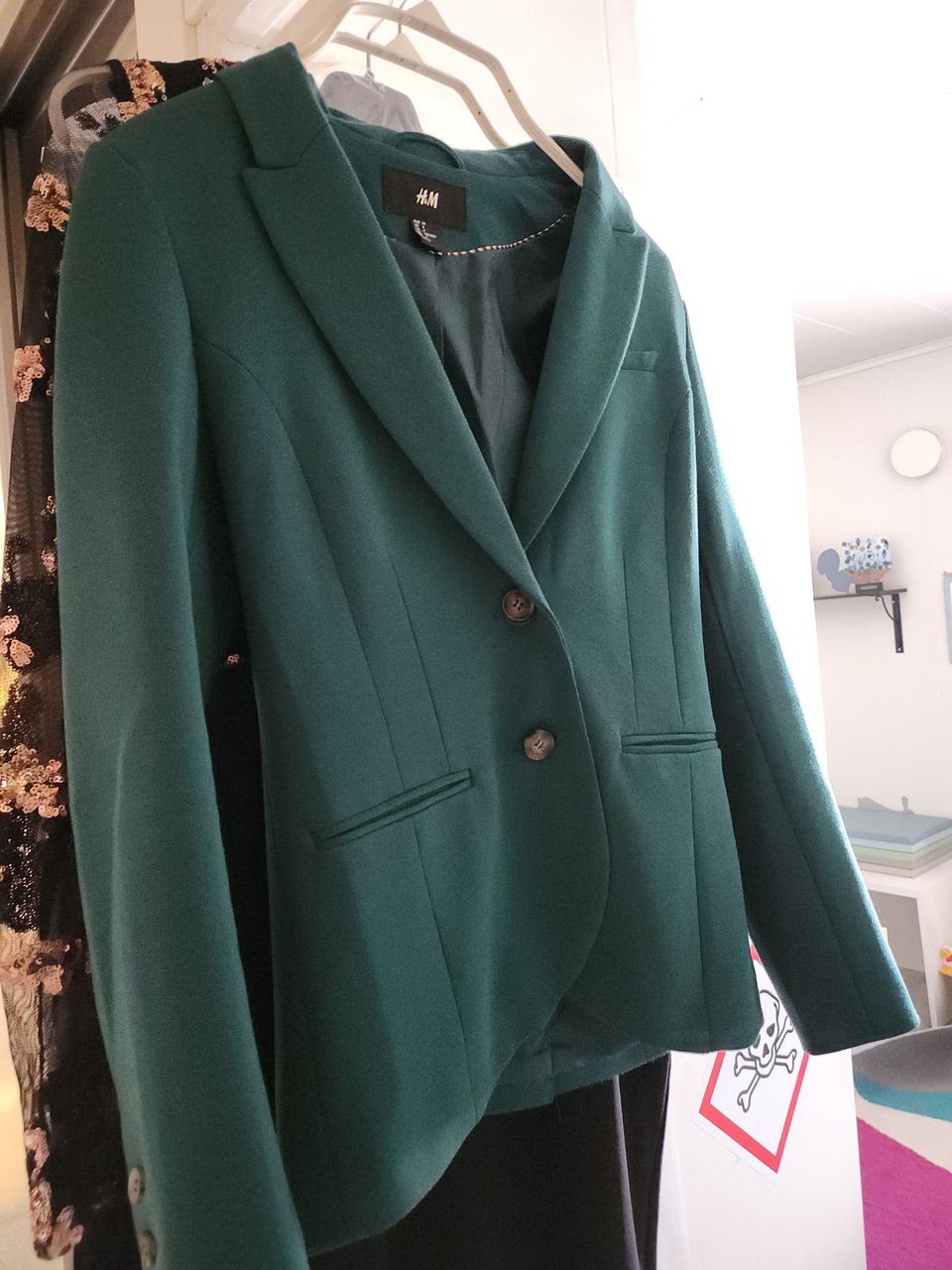 H&M smaragdin vihreä jakku/ bleiseri