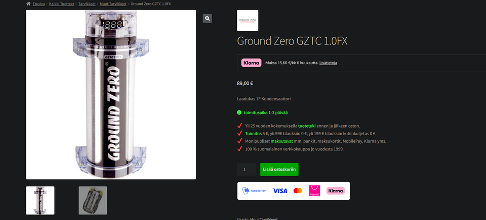 Ground Zero GZTC 1.0FX kondensaattori