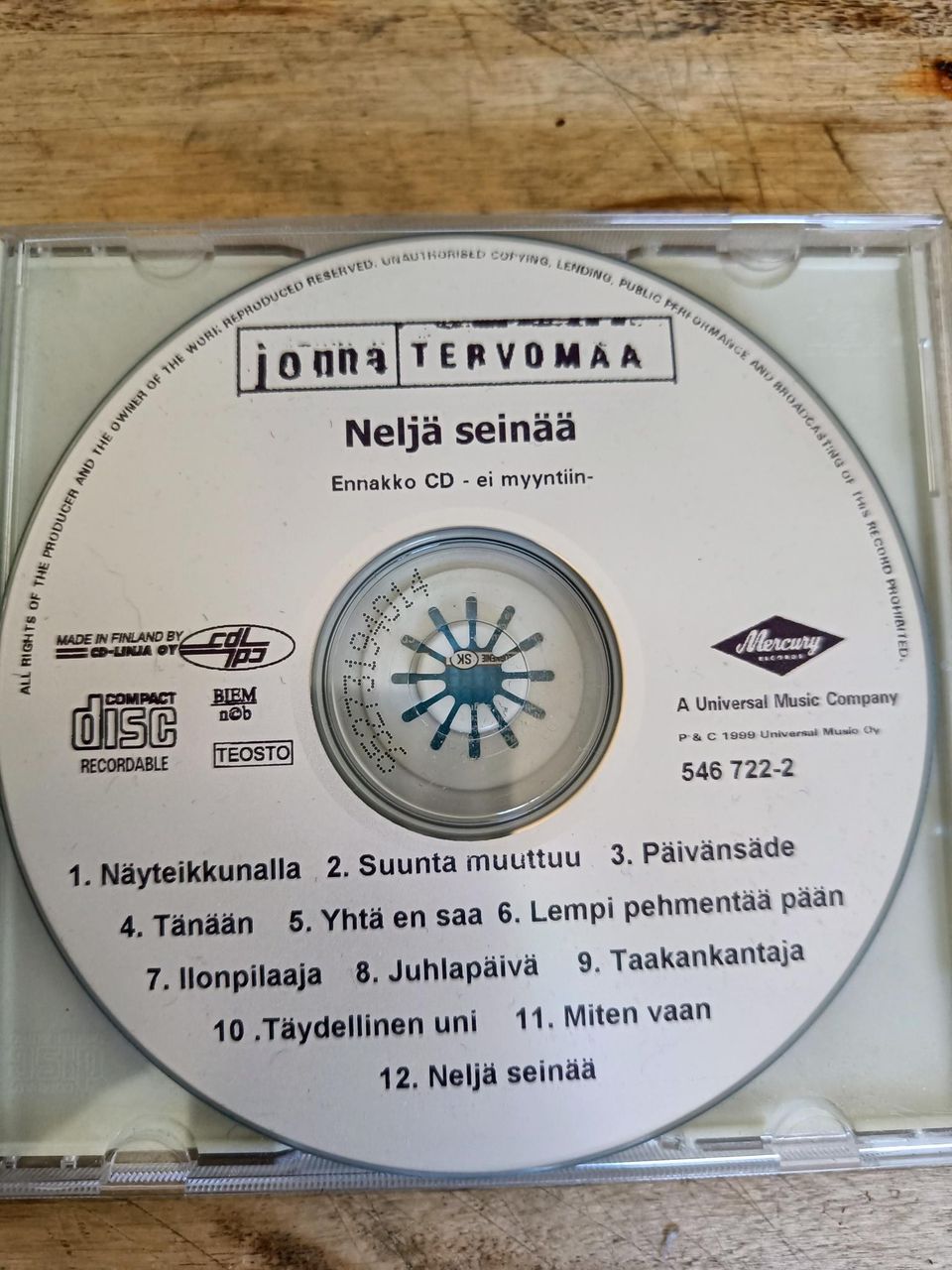 Jonna Tervomaa - Promo CD - ei myyntiin