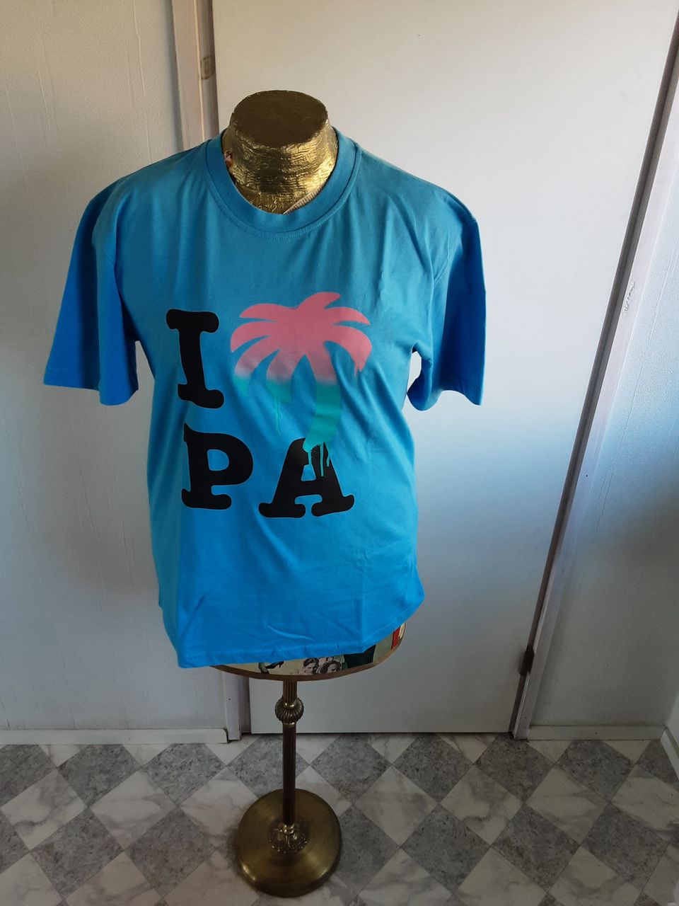 Palm Angels T-paita Miesten XL Cotton Print Sininen Uusi