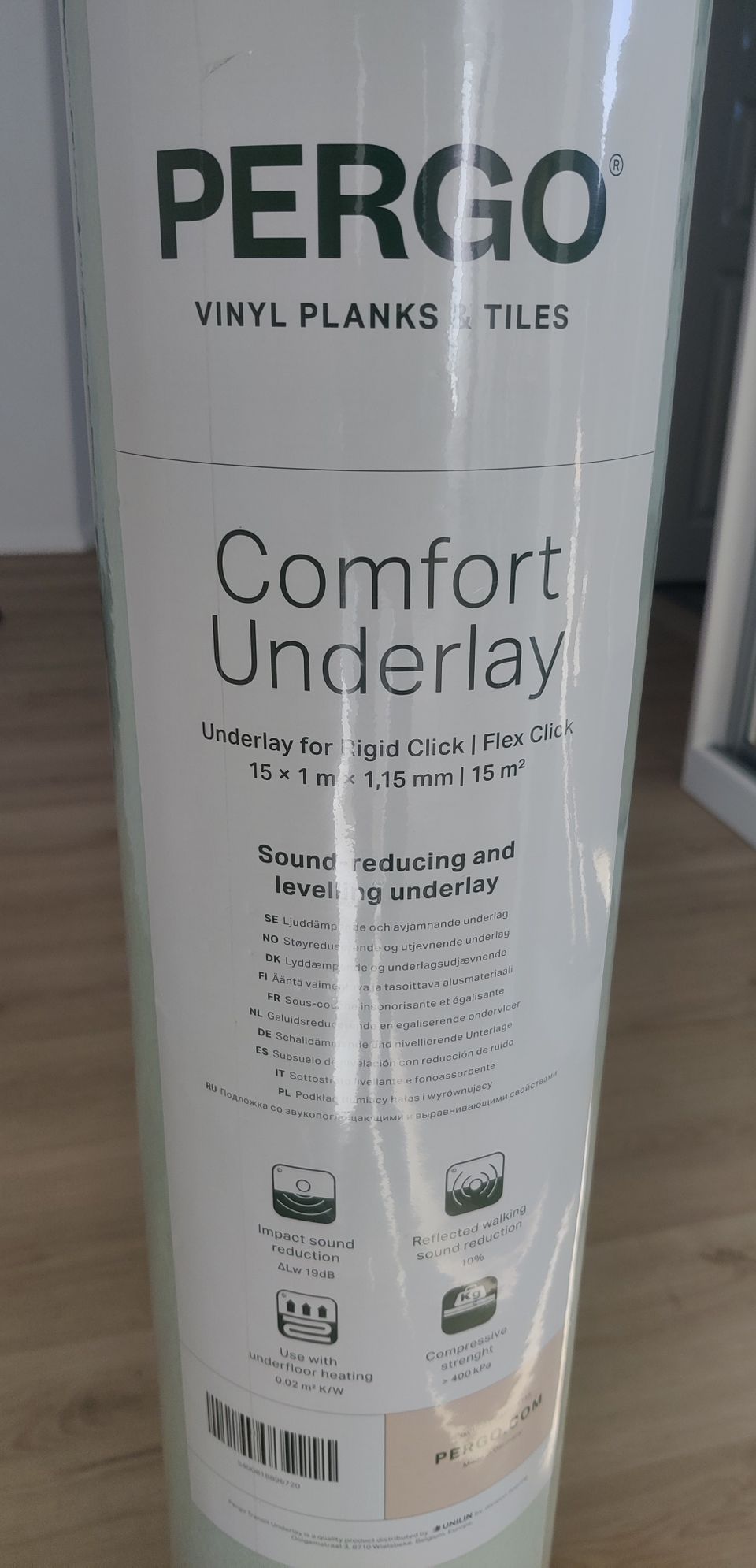 Pergo comfort underlay vinyylilattian alusmateriaali