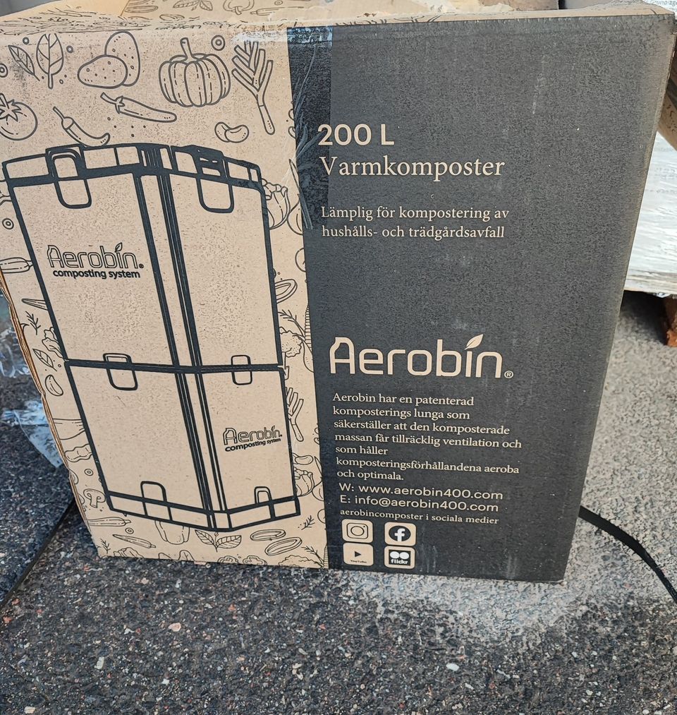 Aerobin lämpökompostori 200L lämpömittarilla