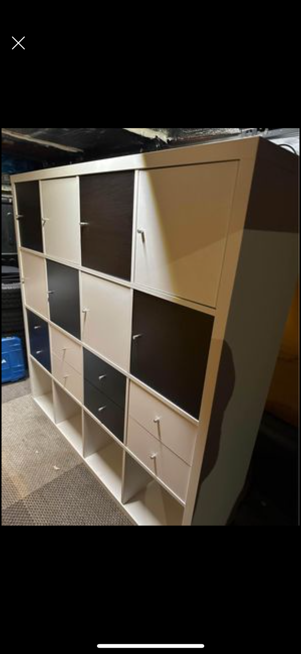 Kallax hylly 4x4 ja 12kpl laatikot Ikea shelf + 12 drawers