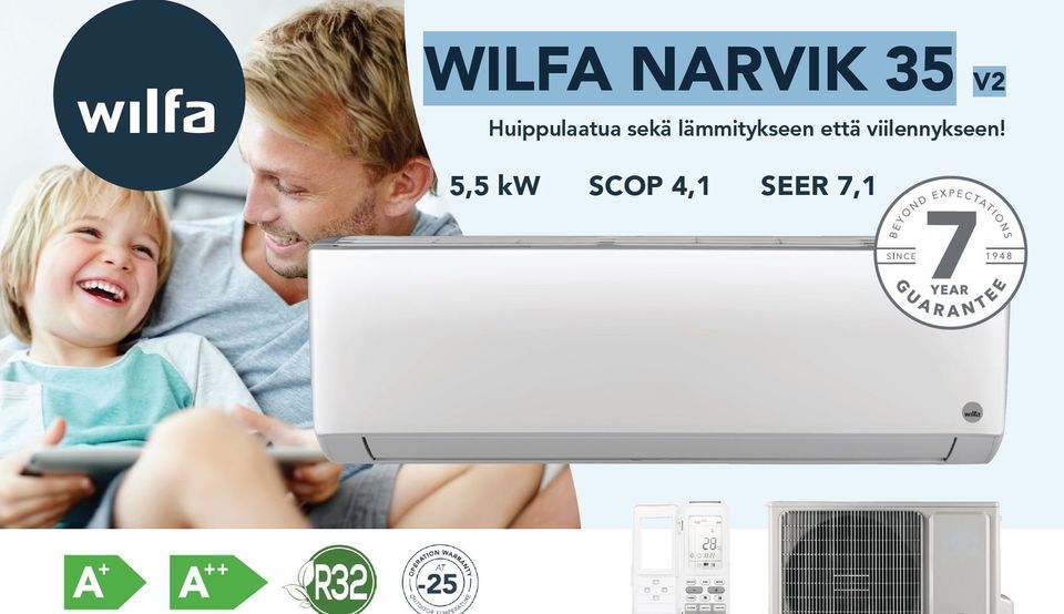 Ilmalämpöpumppu Wilfa NARVIC 35 v2