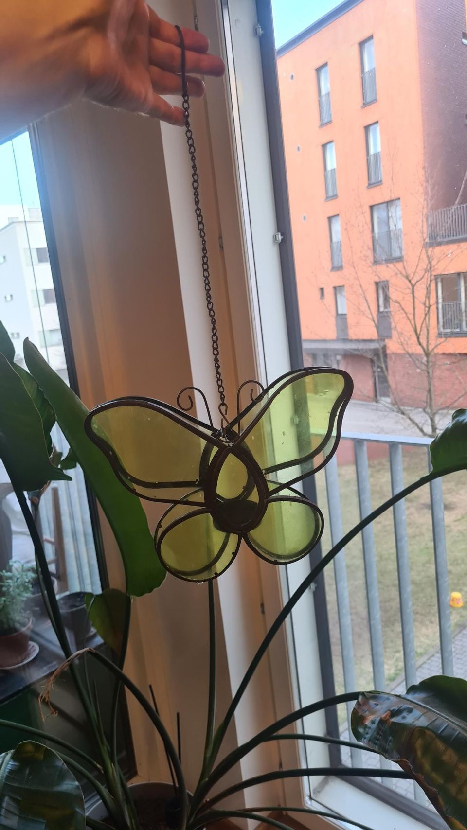 Vihreä lasinen perhoslyhty