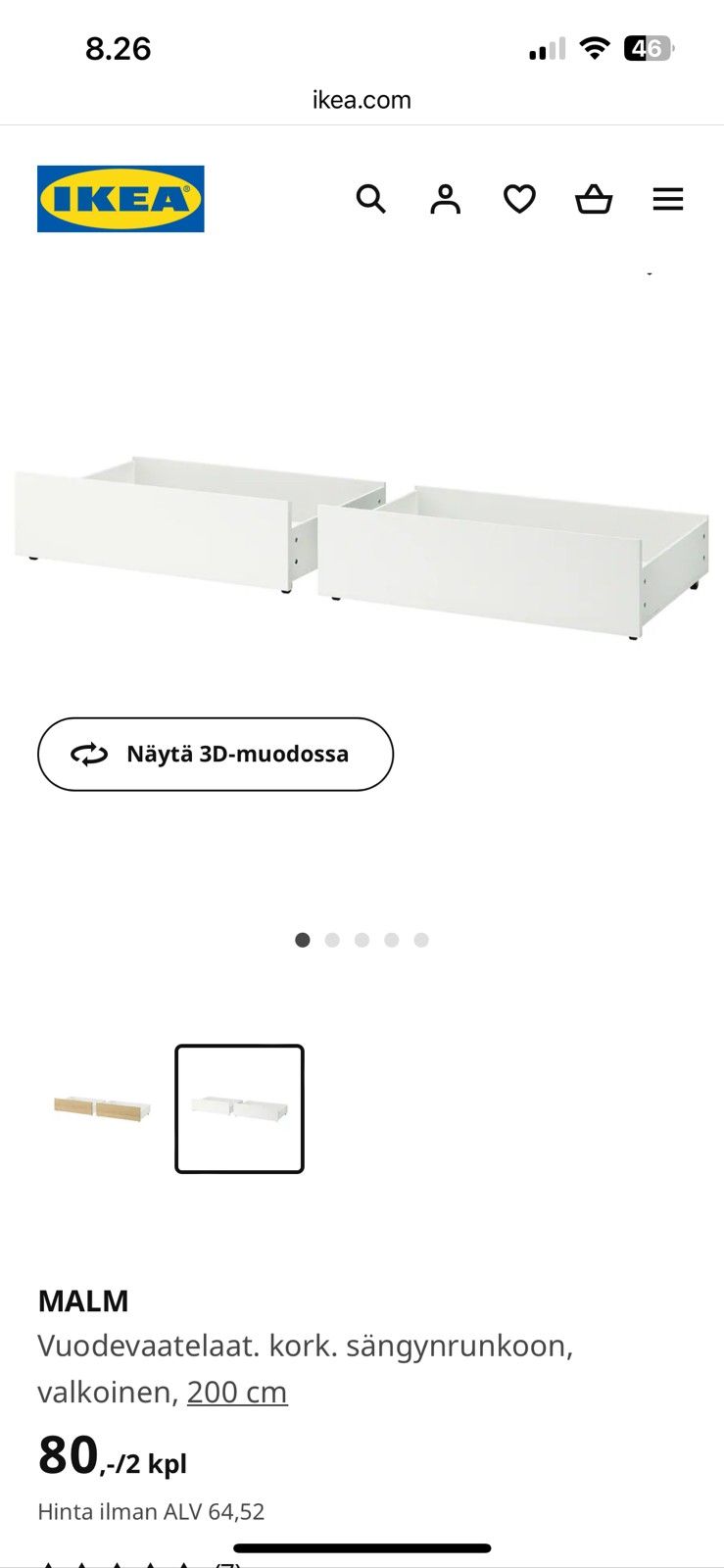 Ikea Malm vuodevaatelaatikko
