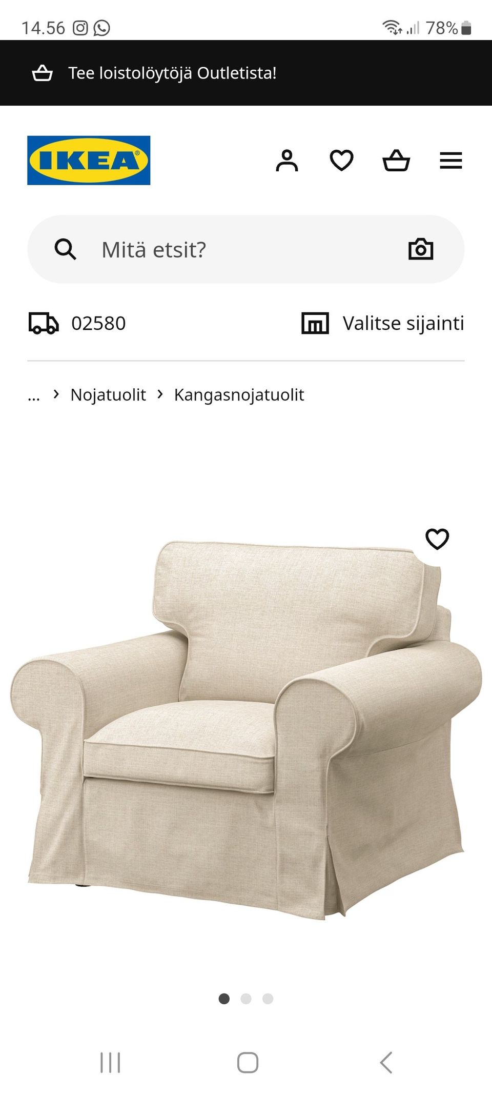 Ikea Ektorp nojatuoli valkoinen