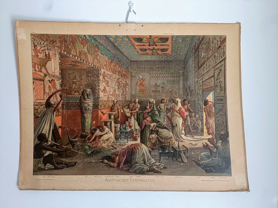 Vanha Saksassa tehty Ägyptischer totenkultus -opetustaulu
