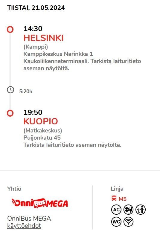 Onnibus -matka 21.5. Helsinki-Heinola-Mikkeli-Varkaus-Kuopio