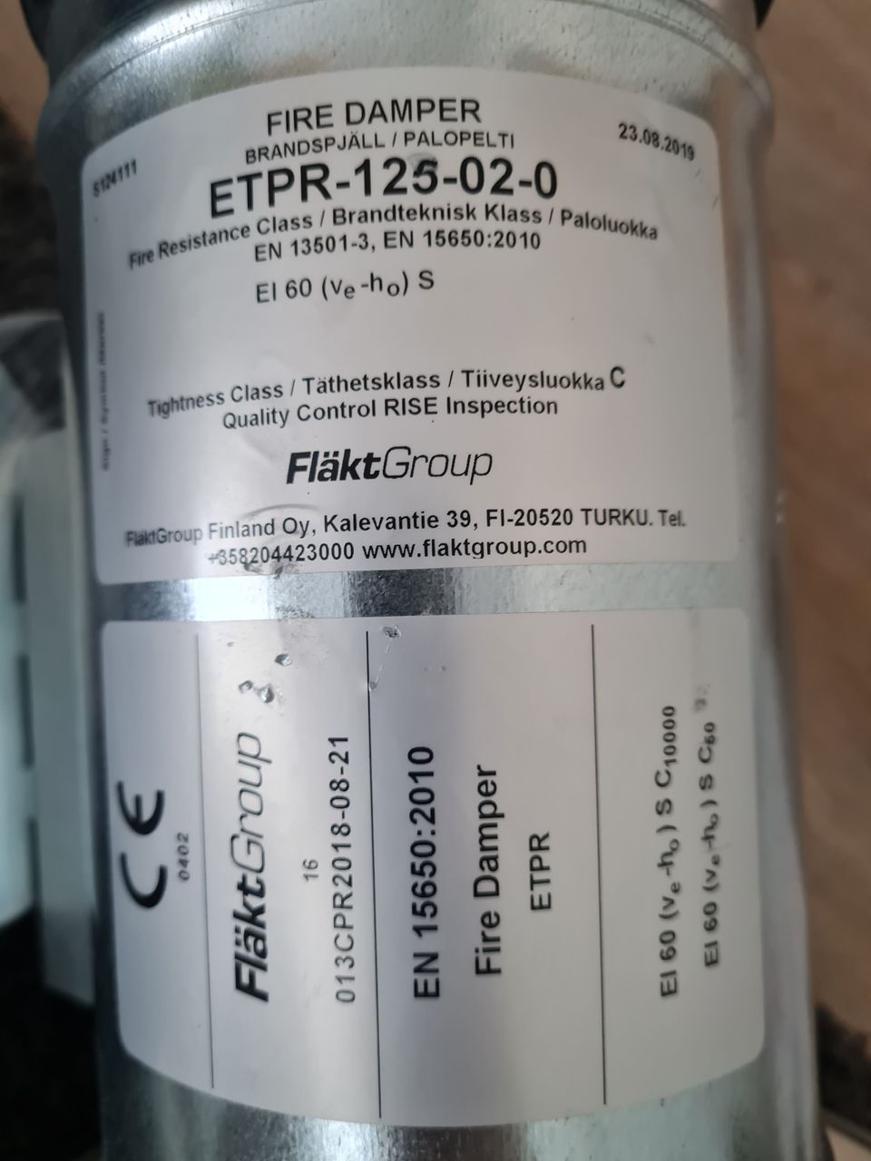 Palopelti Fläktgroup ETPR-125-02-0 EI60