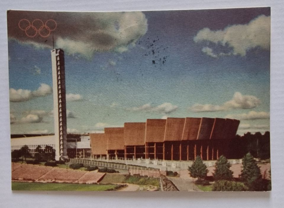 postikortti, stadion, olympia 1952 Leimalla