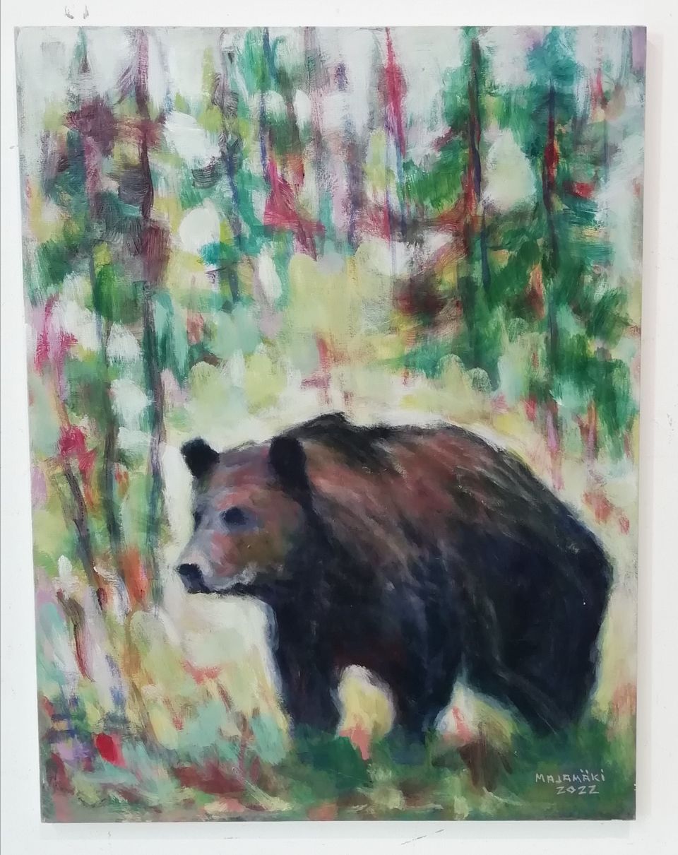Karhun elämää maalaus koko50x39x1cm