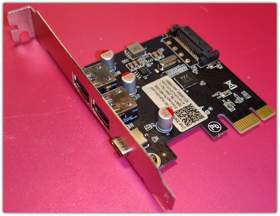 PCIE laajennuskortti - 1 x USB-C ja 2 x USB-A