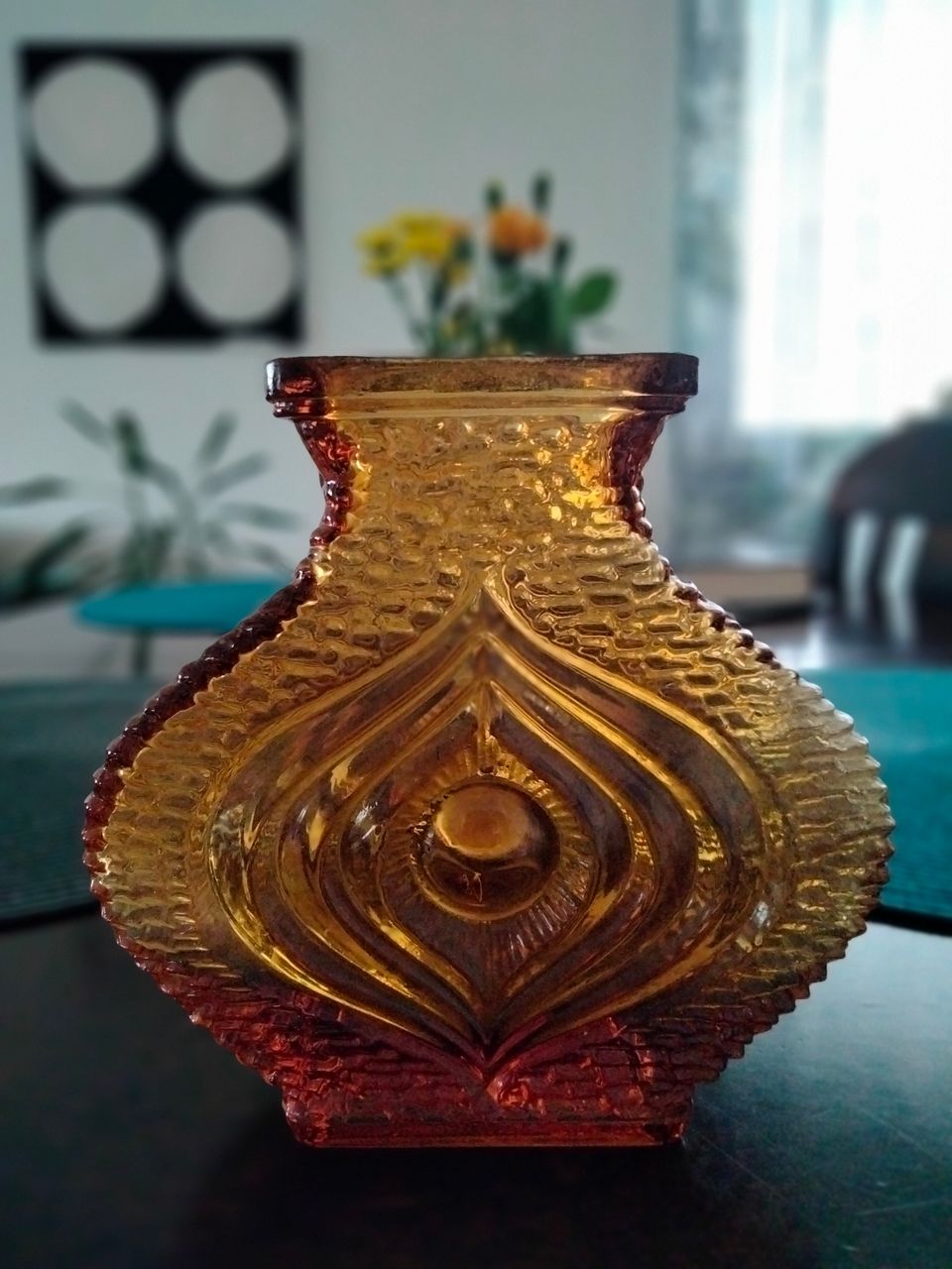 Oberglas Amber Glass Textured "Eye" Maljakko 