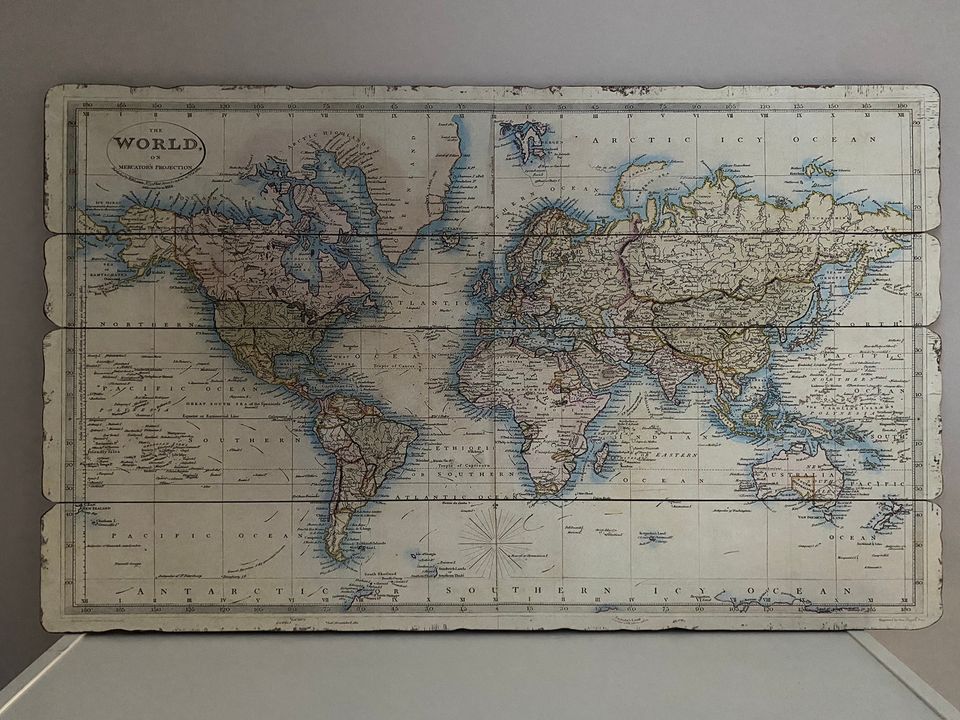 Laura Ashley Wood Panel World Map 1850