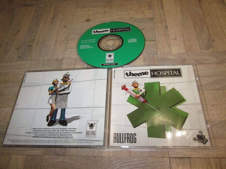 Theme Hospital CD-ROM 1997 vanha PC peli Bullfrog 90-luku retro