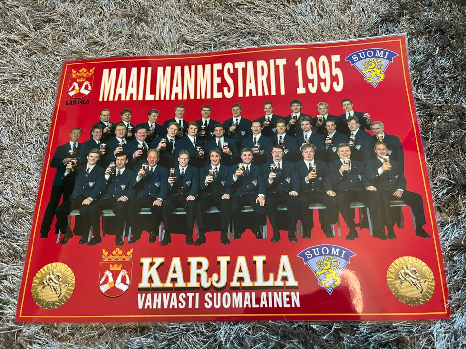 Maailmanmestarit 1995 Suomi laminoitu mainos