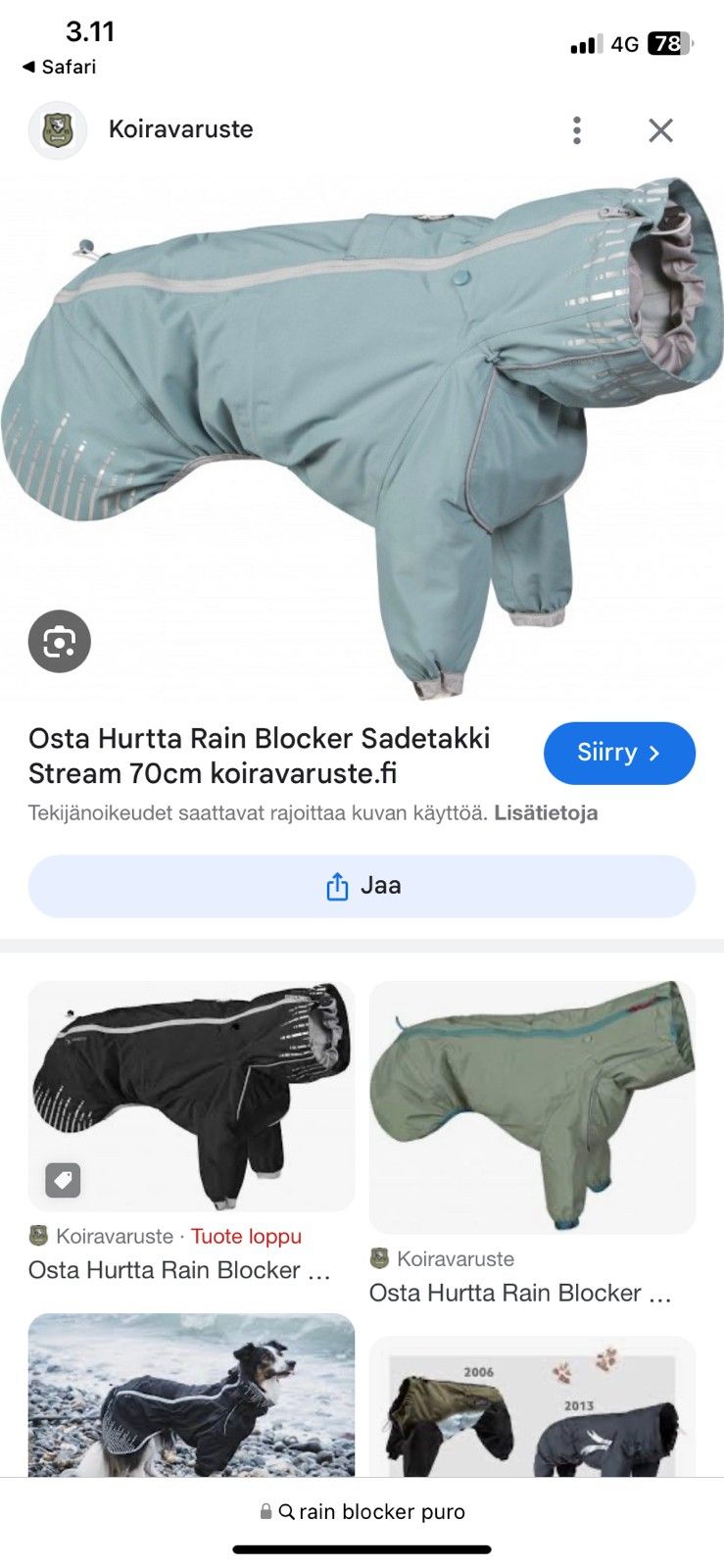 Hurtta rain blocker