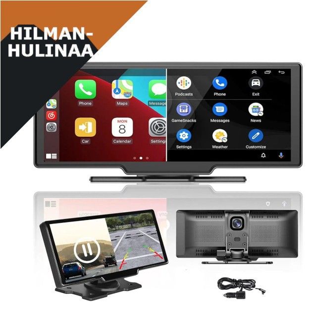 Uusi Kannettava 9,3" Autoradio + Dash Cam DVR CarPlay & Android Auto GPS