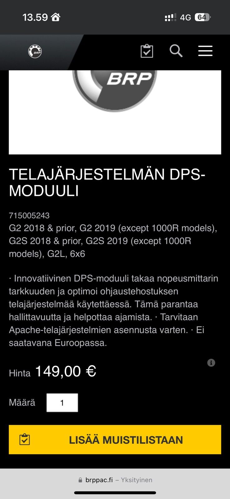 Can-Am Outlander Telajärjestelmän DPS- moduuli