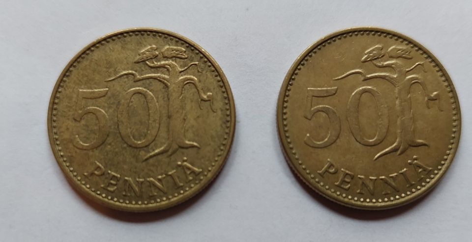 Suomi 50 penniä 1977 kolikot 2 kpl