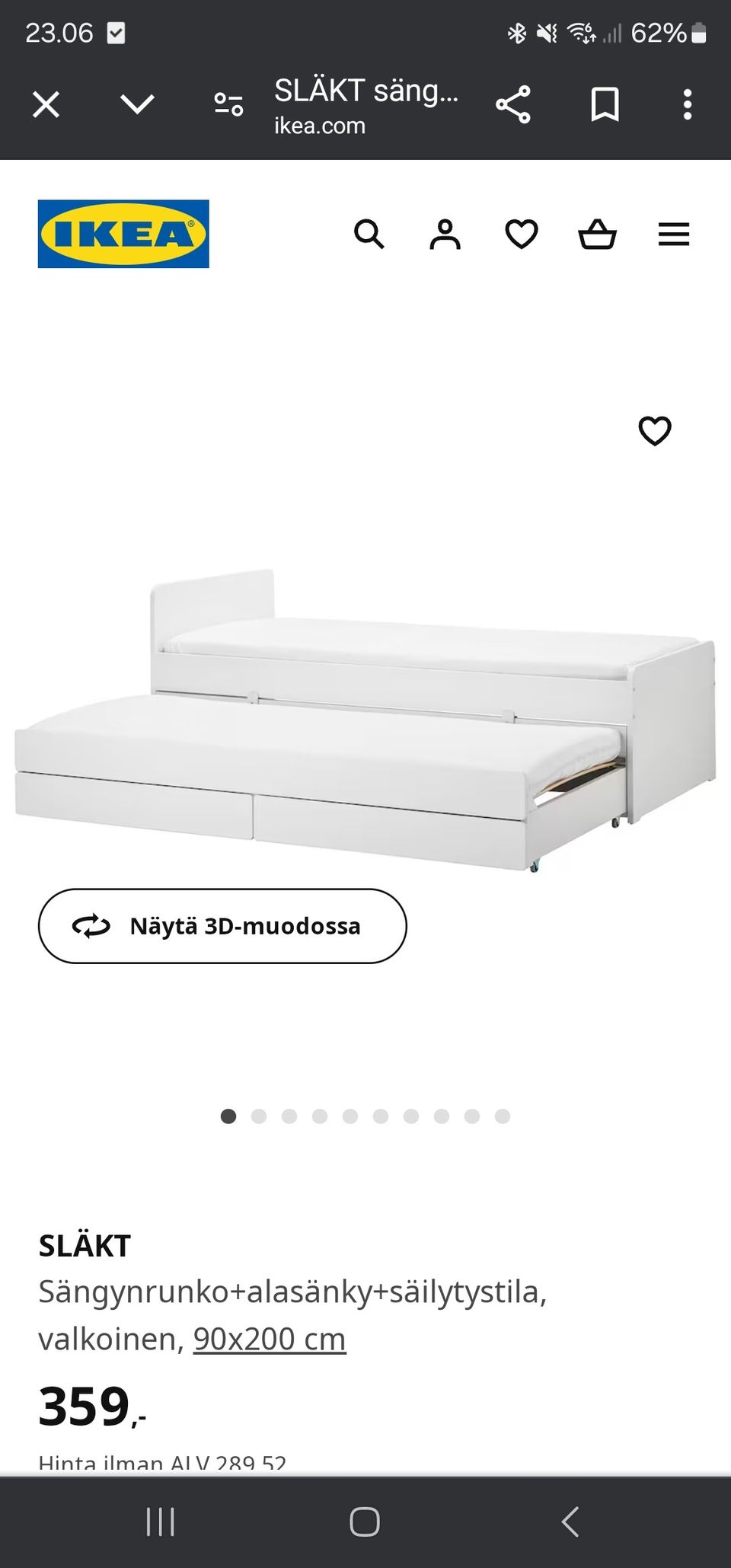 Ikea släkt sänky varavuoteella