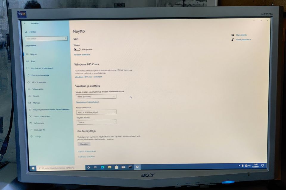 Monitori Acer X203w 20" vga