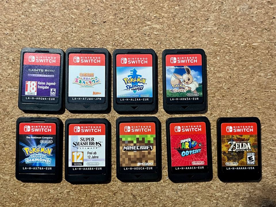 Nintendo Switch pelejä (mm. Zelda, Pokémon, Mario)