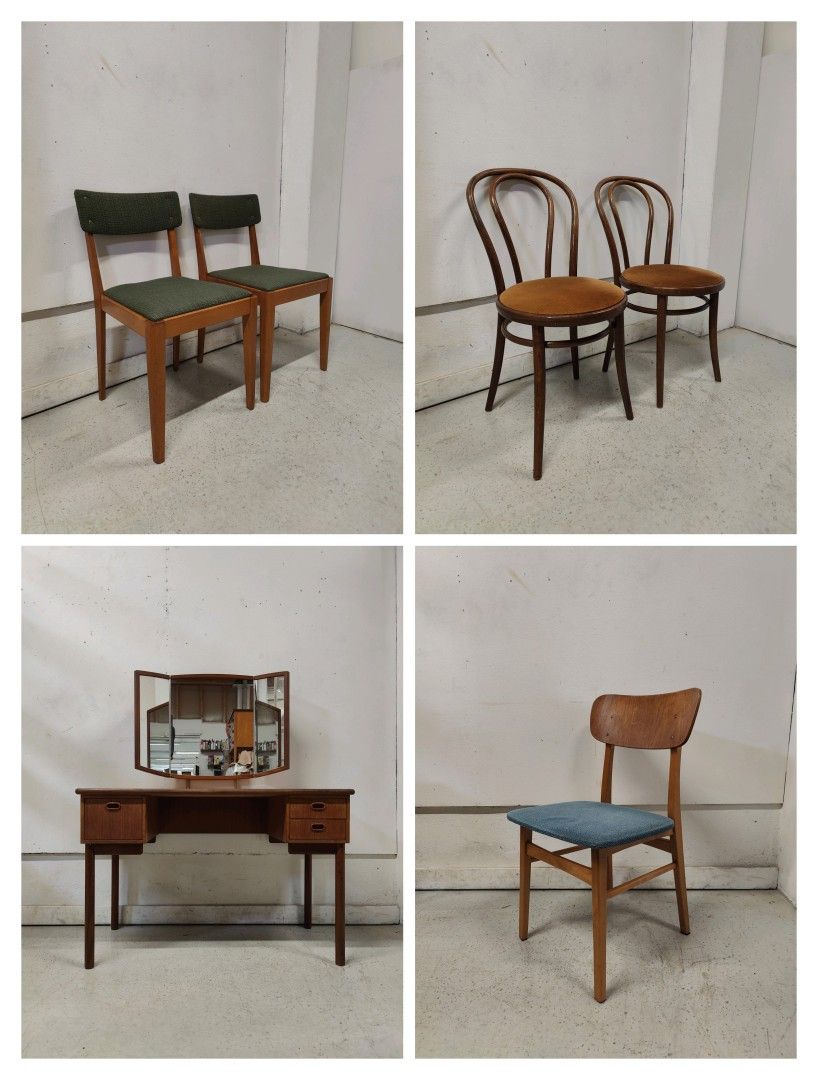 Teak peilipöytä ja vintage tuolit - LISÄTTY