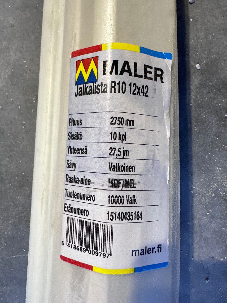 Jalkalista Maler R10 valkoinen