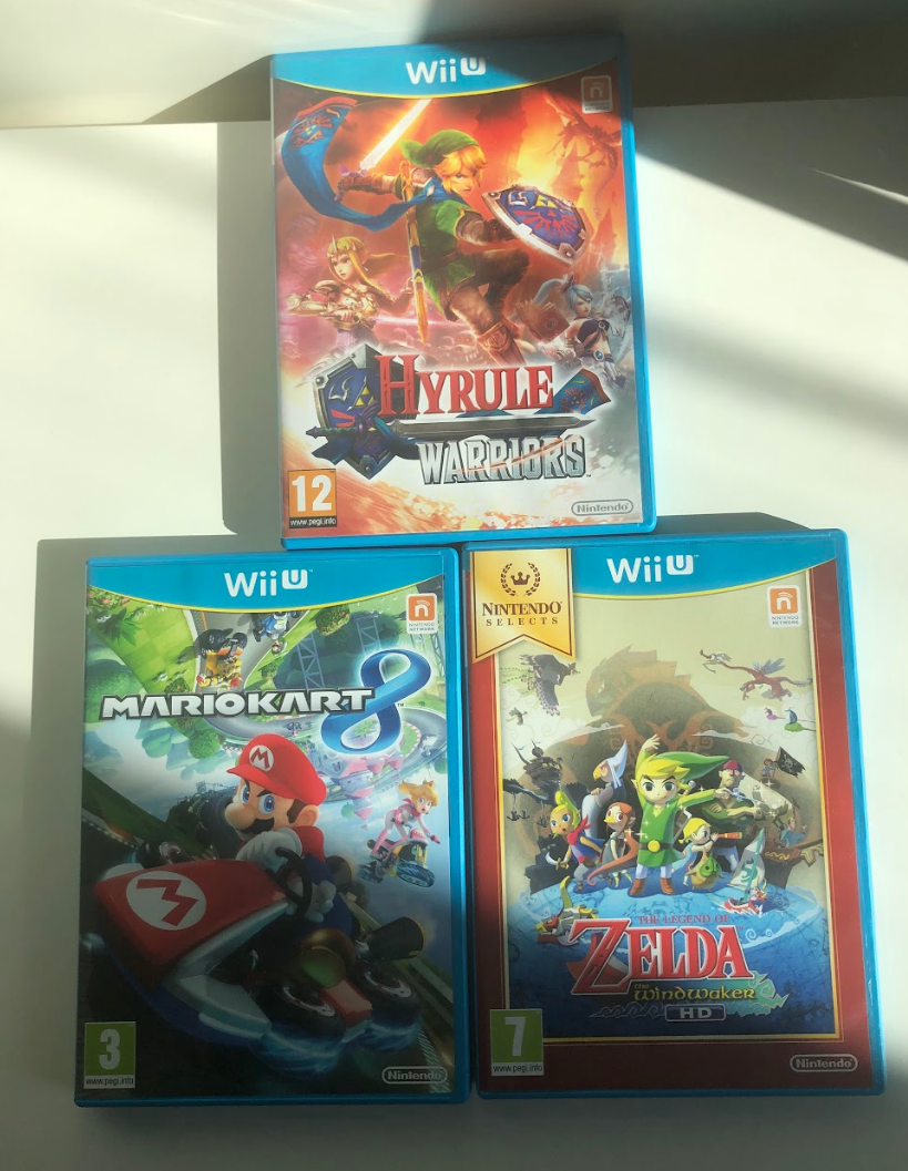 Nintendo Wii U Mario kart, Legend Of Zelda Windwaker, Hyrule warriors
