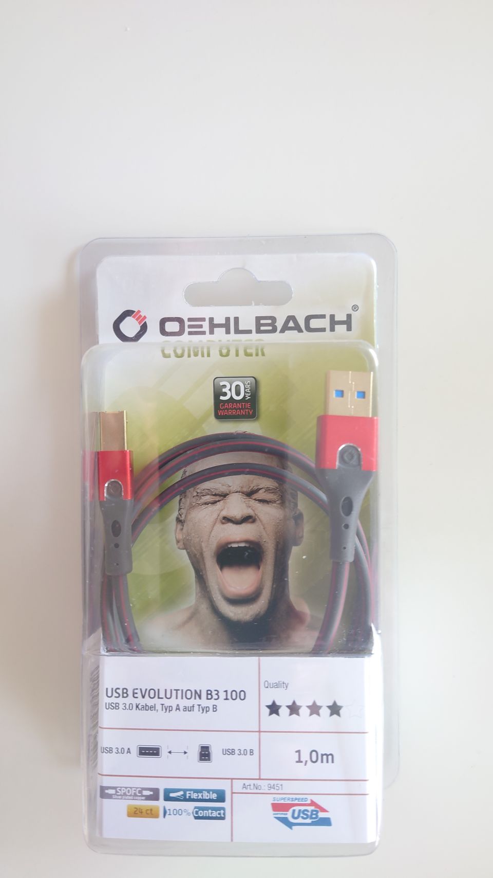 OEHLBACH 2.0 Evolution Usb B3 kaapeli. 1m.