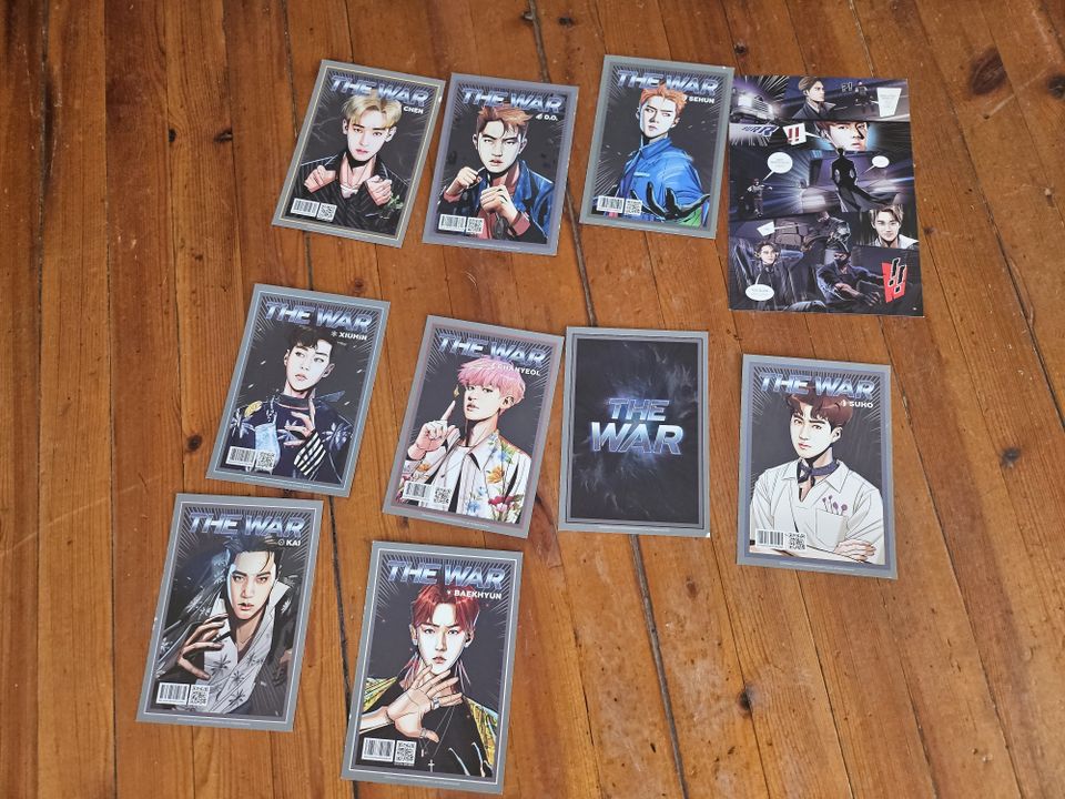 Kpop EXO kortit + sarjakuvapaneeli