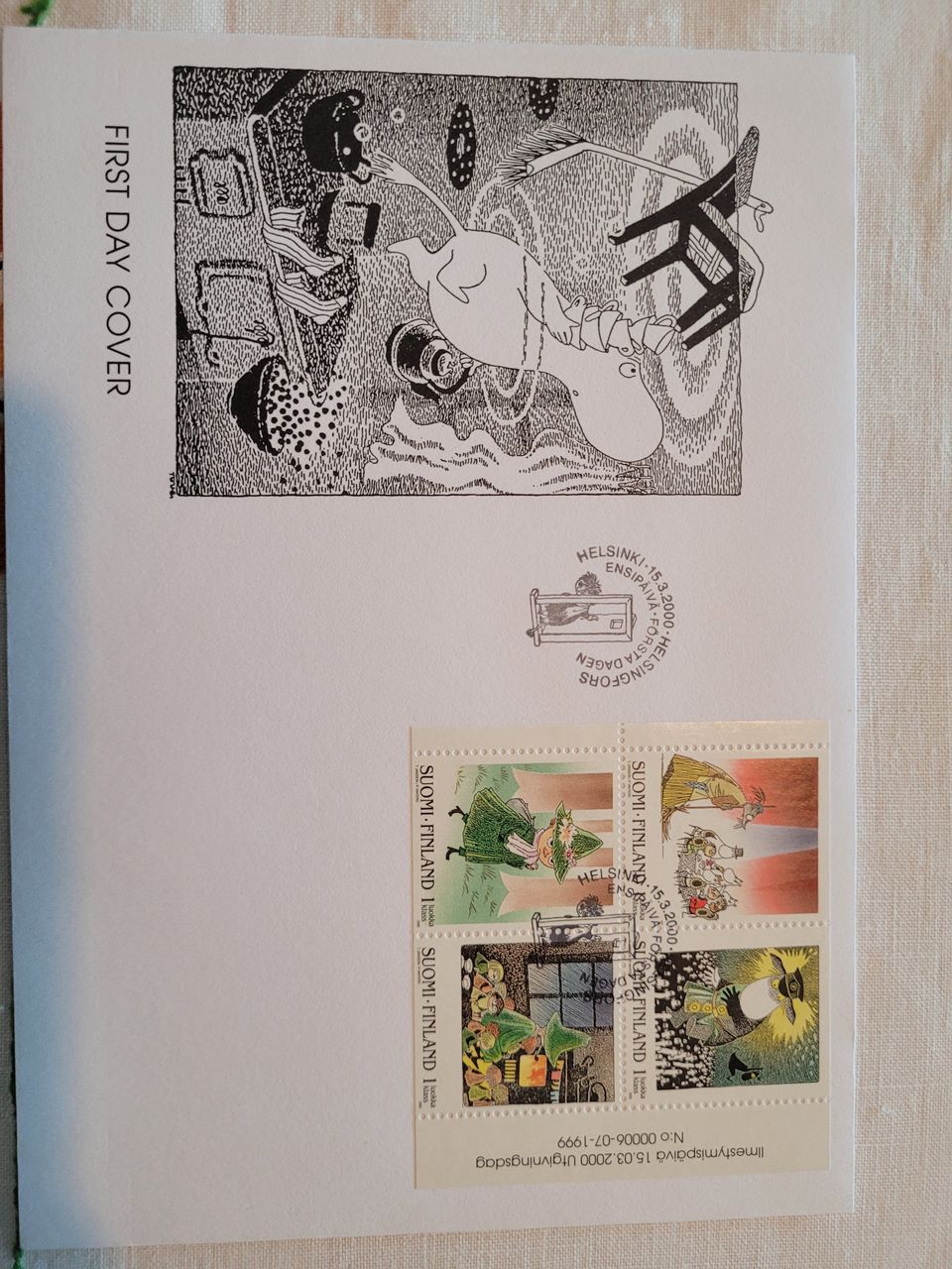 Muumi ensipäiväkuori FDC Moomin FCD Muumi postimerkkivihko 4 x 1 luokka 2003