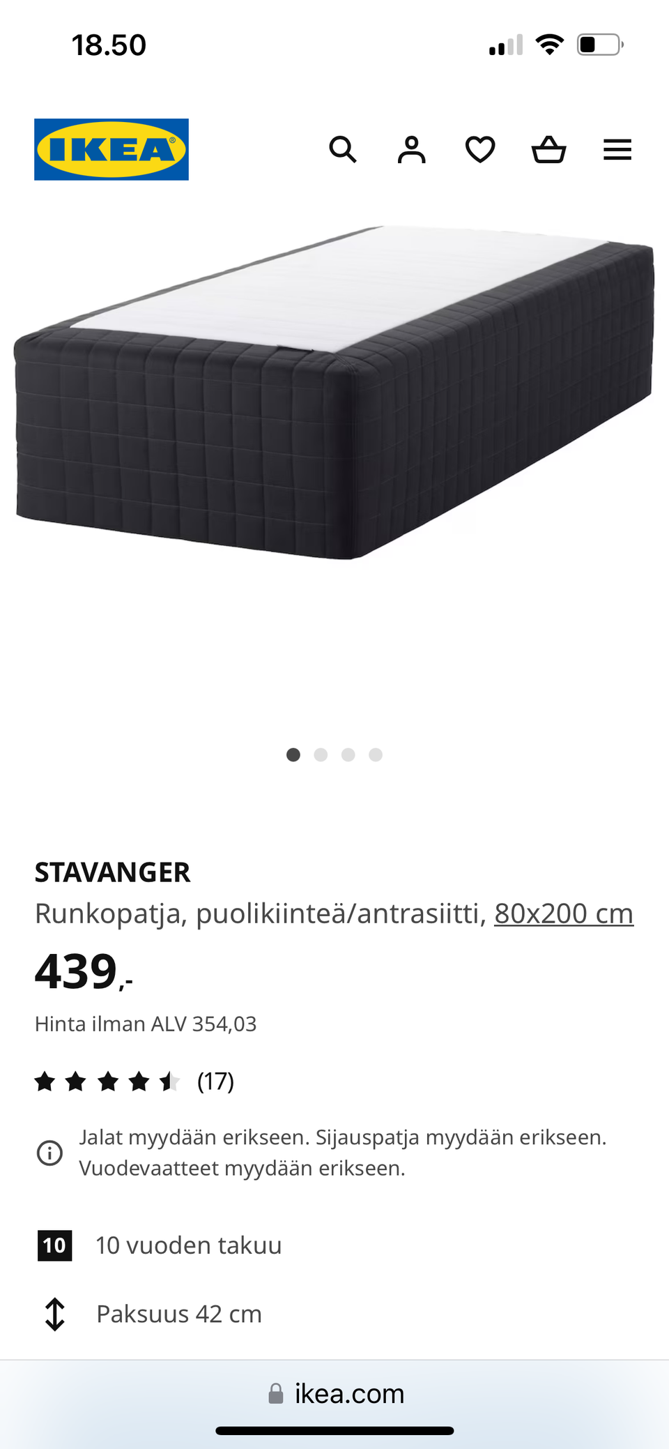 Ikean Stavanger sänky 80x200 kaksi kpl