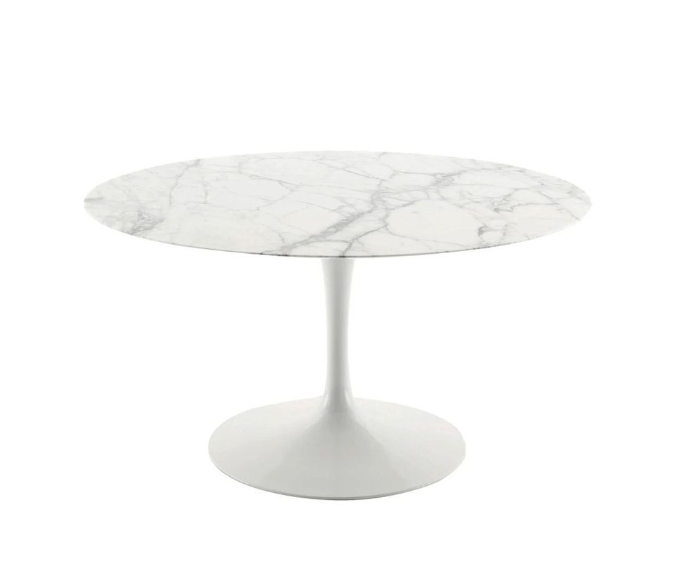 Knoll - Tulppaani ruokapöytä 107 cm, valkoinen marmori